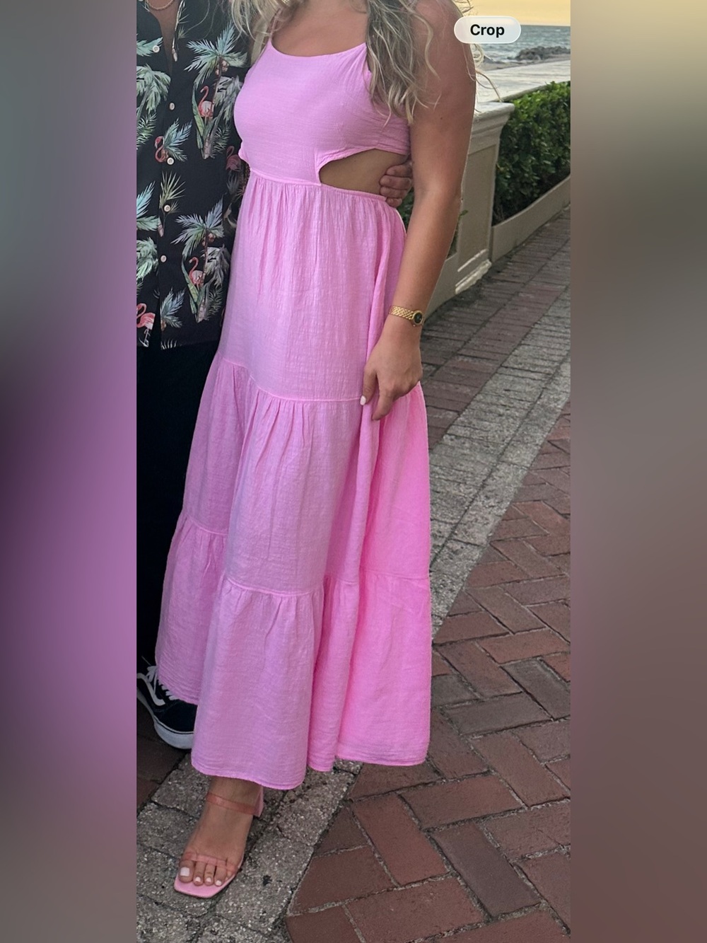 Pink Cutout Tiered Maxi Dress - Womens